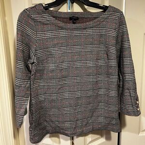 Talbots Black and White Checkered Skirt with Red Accents